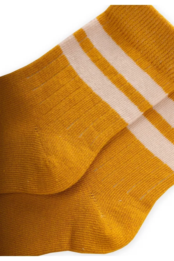Ham Çizgili Soket 3-8 Yaş Hardal Sarı