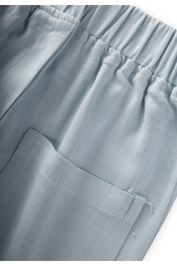 Contrast Stitched Linen Trousers 2-7 Years Blue