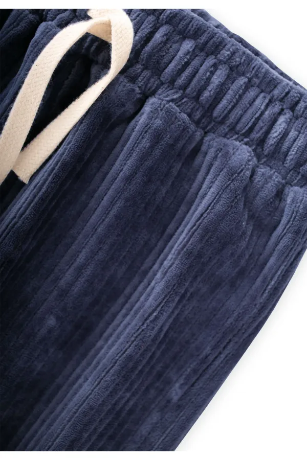 Pantalon de jogging en velours côtelé bleu marine, 1-10 ans