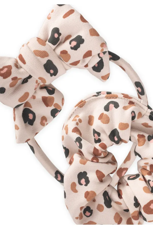 Taç Fiyoklu Lastikli Toka Seti Taş Leopar  Desen