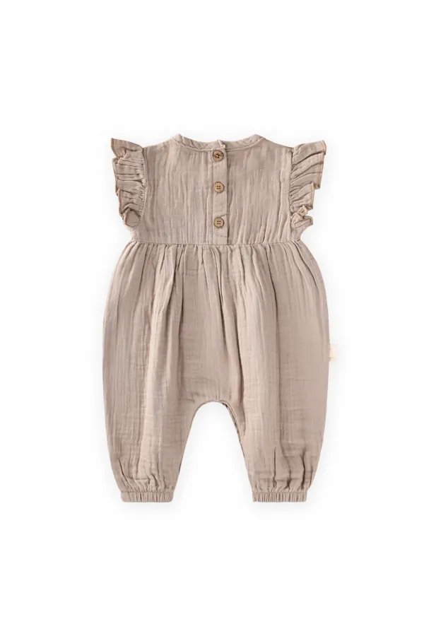 Daisy Embroidered Romper, 0-3 Years Old, Mink