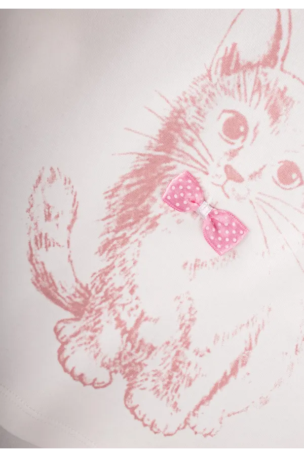 Ensemble pyjama à imprimé chat pour enfants de 2 à 8 ans (écru)