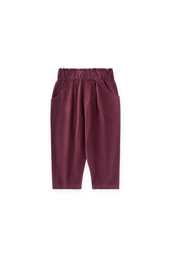 Kadife Boyfriend Pantolon 1-8 Yaş Mürdüm