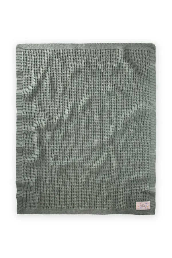 Couverture tricotée Selanik 80 x 100 cm (+/- 5 cm) Verte