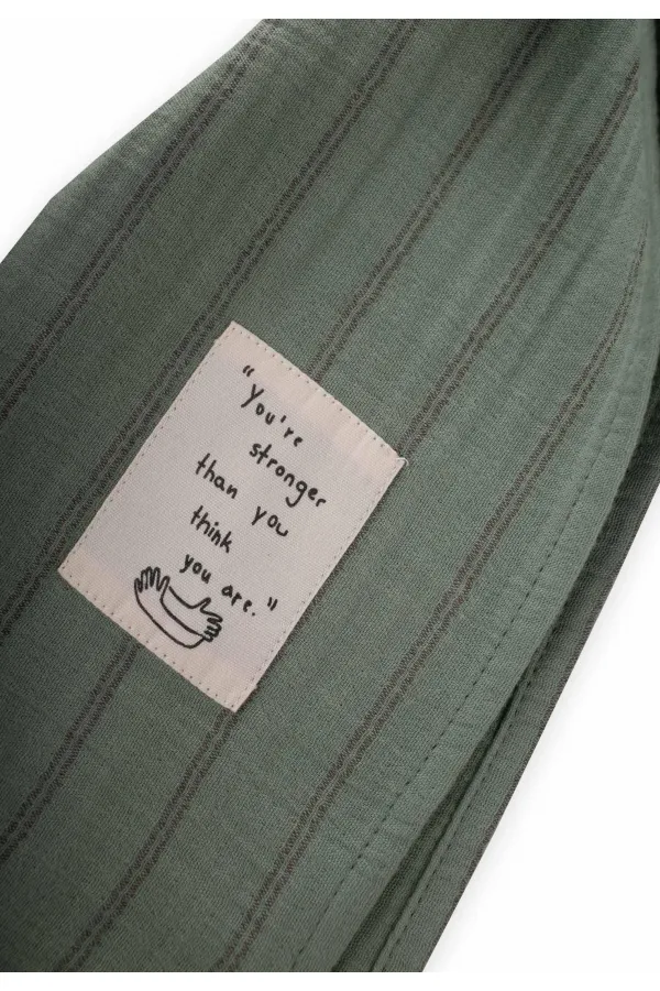 Children's Scarf 25X140 Cm Green Double Striped