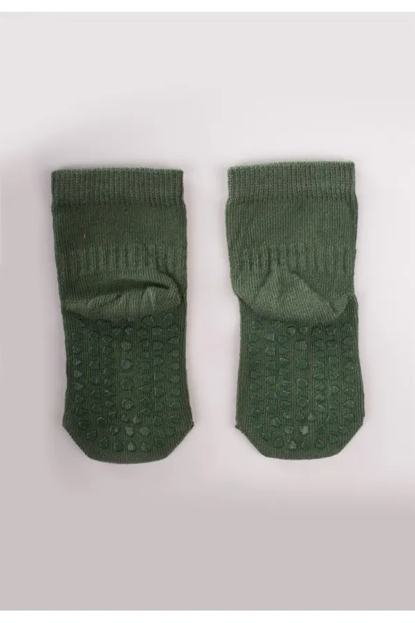 Chaussettes antidérapantes pour ramper, 6-24 mois, vert kaki