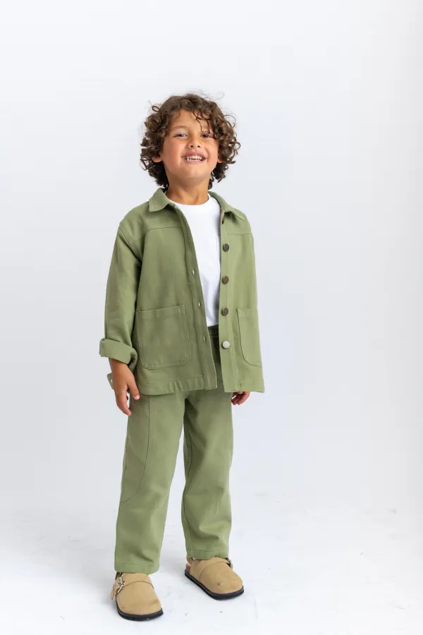 Veste en gabardine 2-7 ans, couleur olive