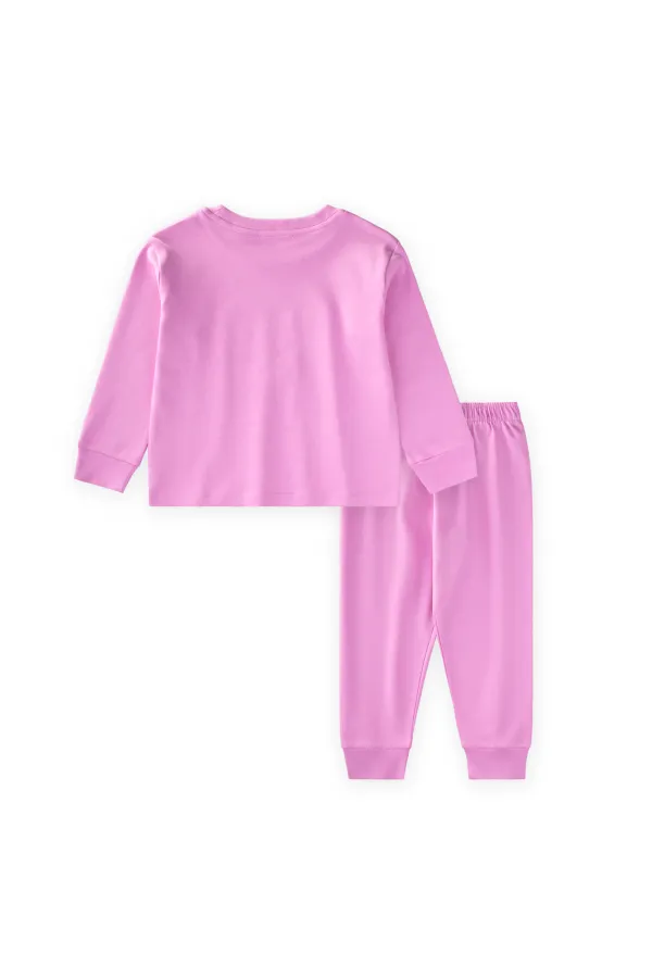 Ensemble pyjama à imprimé chat pour enfants de 2 à 8 ans, rose