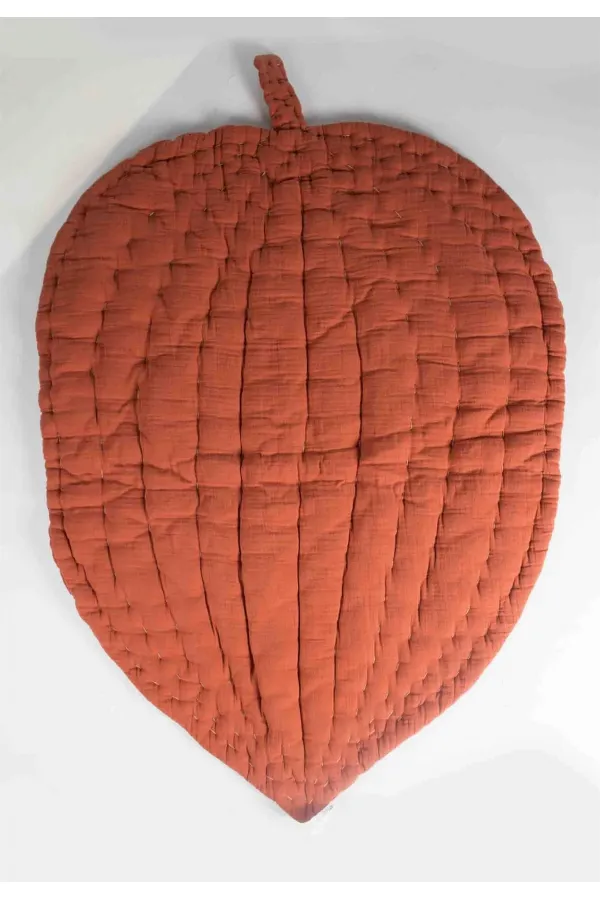 Muslin Leaf Baby Play Mat 105X80 (Washed) Rust
