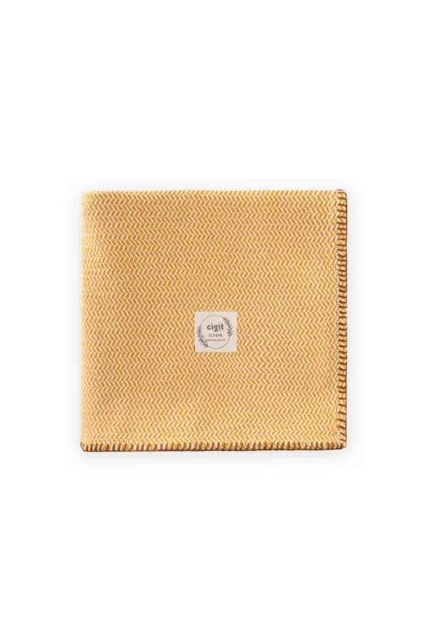 Çoban Dikişli Battaniye 93X100 Cm (+/- 3 Cm ) Hardal Sarı