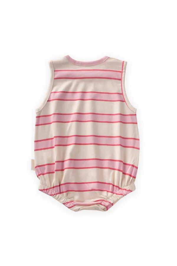 Çizgili Zıbın 0-3 Yaş Pudra Geniş Çizgili