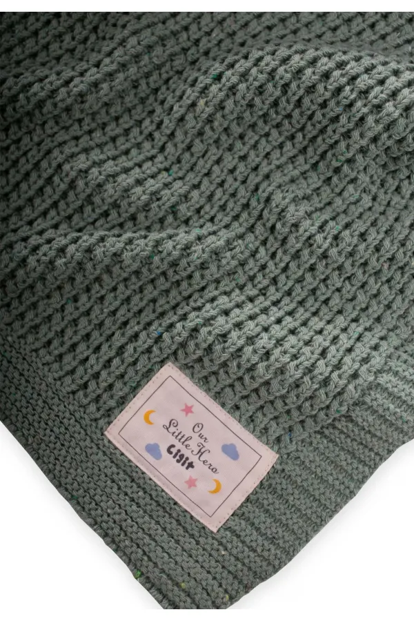 Couverture tricotée Selanik 80 x 100 cm (+/- 5 cm) Verte
