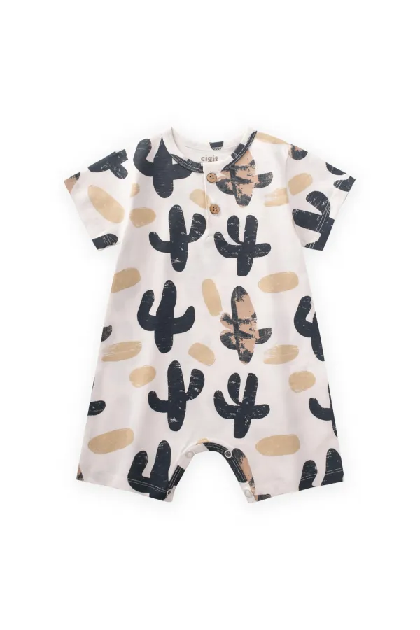 Patterned Overalls 0-4 Years Off White