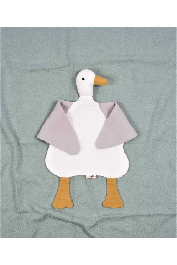 Duck Muslin Sleeping Companion (Washed) 35x35 cm Ecru-Grey