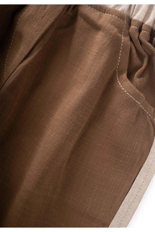 İki Renkli Keten Pantolon 2-7 Yaş Caramel