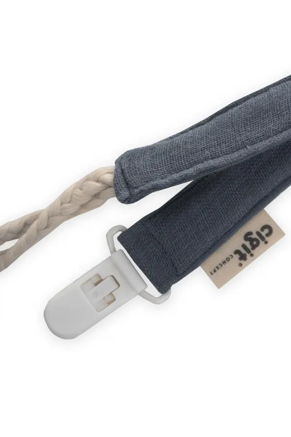 Baby Cotton Pacifier Holder 23 cm Anthracite