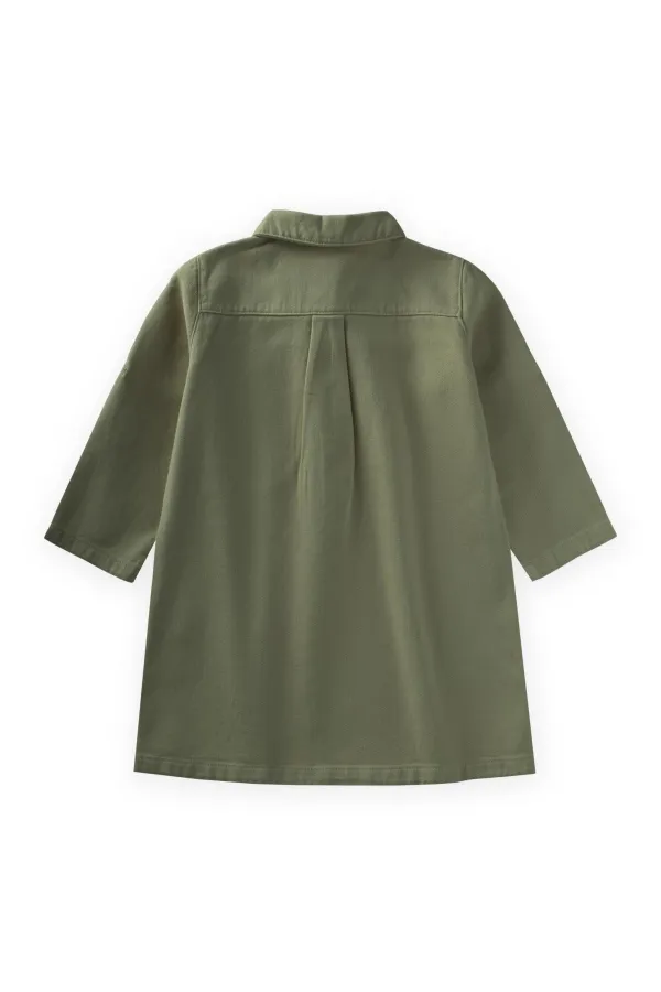 Robe en gabardine teinte, vert kaki, 2-7 ans