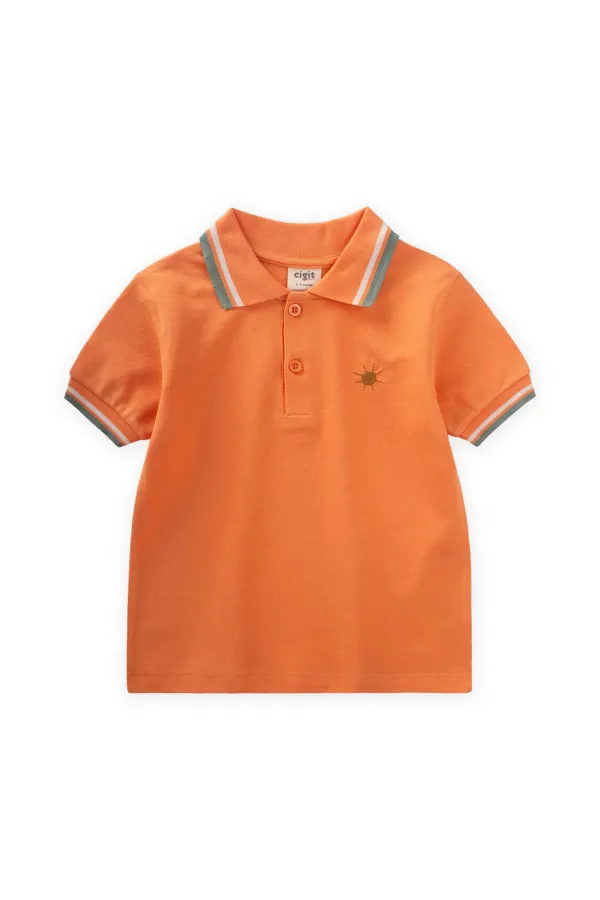 Polo Neck T-Shirt 2-10 Years Old Orange