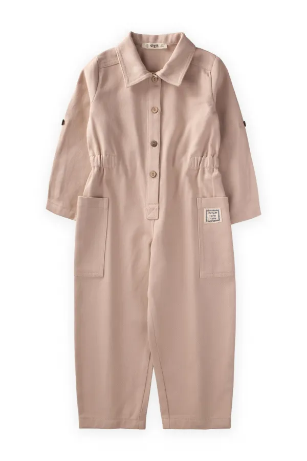 Salopette en gabardine beige 2-7 ans