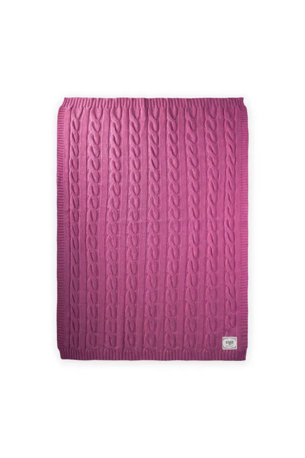 Couverture tressée au crochet 80 x 100 cm (+/- 5 cm) Violet