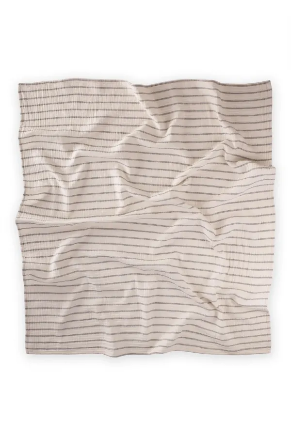 Organik Müslin Battaniye 90X100Cm Füme Çift Çizgili