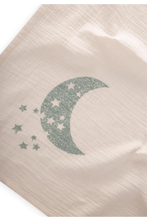 Ay Baskılı Naturel Battaniye 90X100 Cm Mint Baskılı