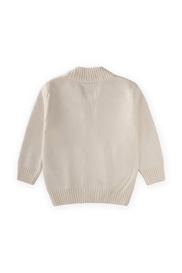 Triko Cepli Hırka 2-11 Yaş Ekru