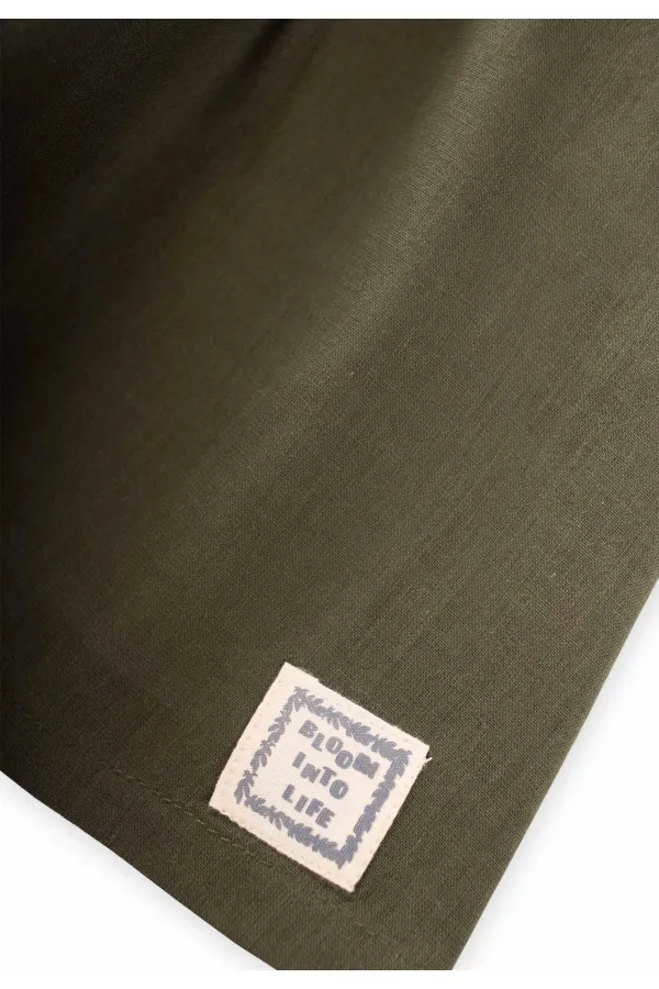 Sıra Lastikli Elbise 2-7 Yaş Haki Yeşil