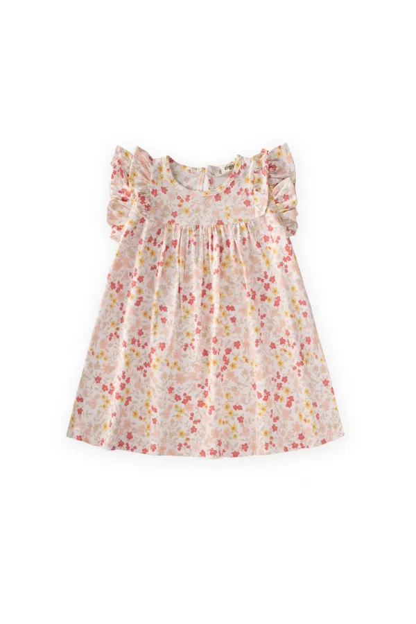 Robe à volants à motifs, 1-8 ans, écru