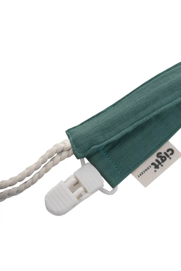 Porte-tétine en coton pour bébé 23 cm vert kaki