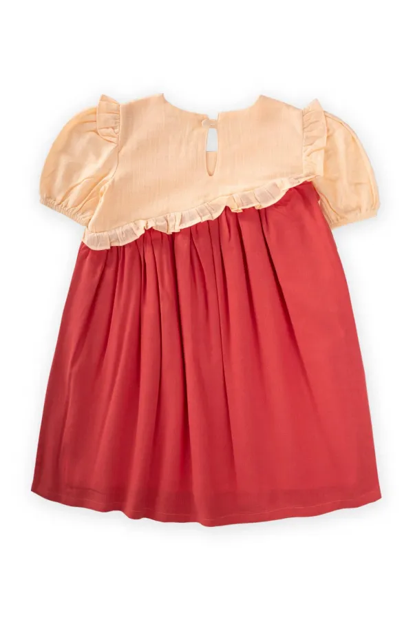 Robe asymétrique bicolore rose pâle pour enfant de 2 à 7 ans