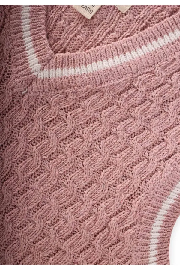 Pull en maille rose poudré pour enfants de 3 à 9 ans