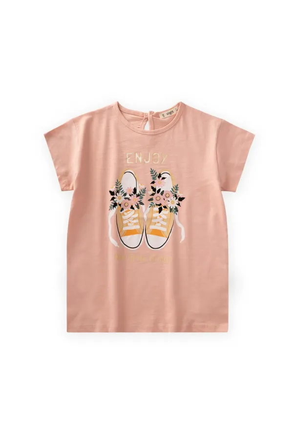 Printed T-Shirt 8-12 Years Old Baby Pink