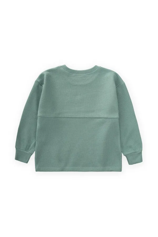Oversize Waffle Seasonal T-Shirt 2-14 Years Green