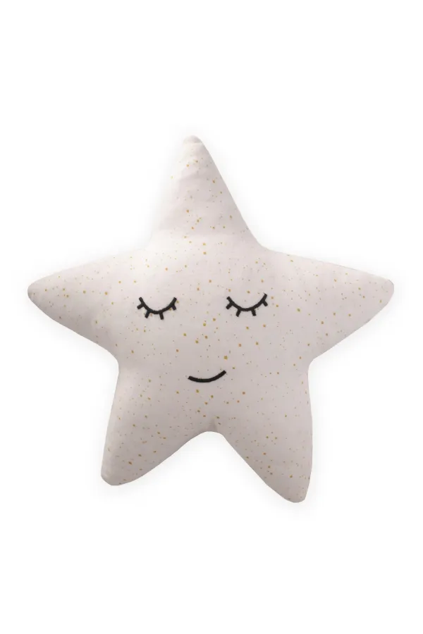 Foil Printed Star Ornament Baby Pillow 35X35 cm Ecru