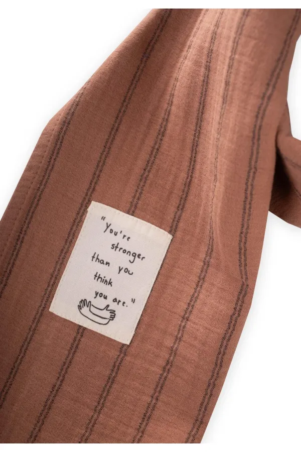 Children's Scarf 25X140 Cm Brown Double Striped