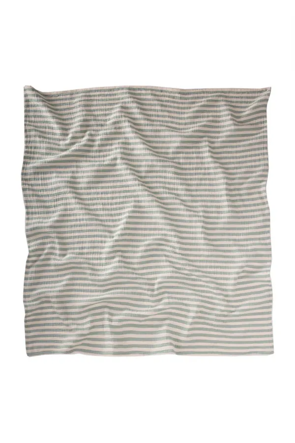 Couverture naturelle 90x100cm verte à rayures épaisses