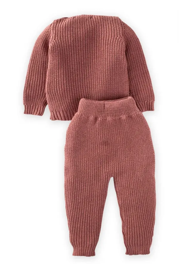Selanik Knitwear Set 1-5 Years Old Dusty Rose