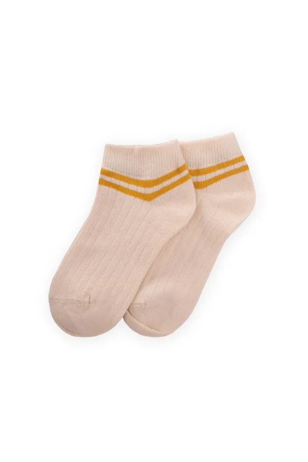 Bottines pour enfants à rayures à la cheville, 5-12 ans, jaune moutarde