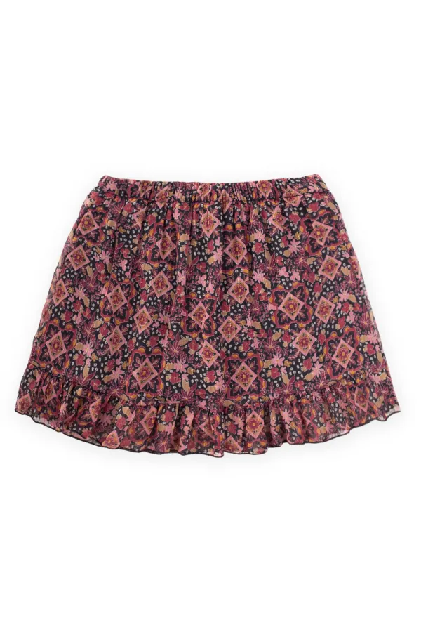 Jupe de saison en mousseline à motifs pour fille de 1 à 8 ans, noire