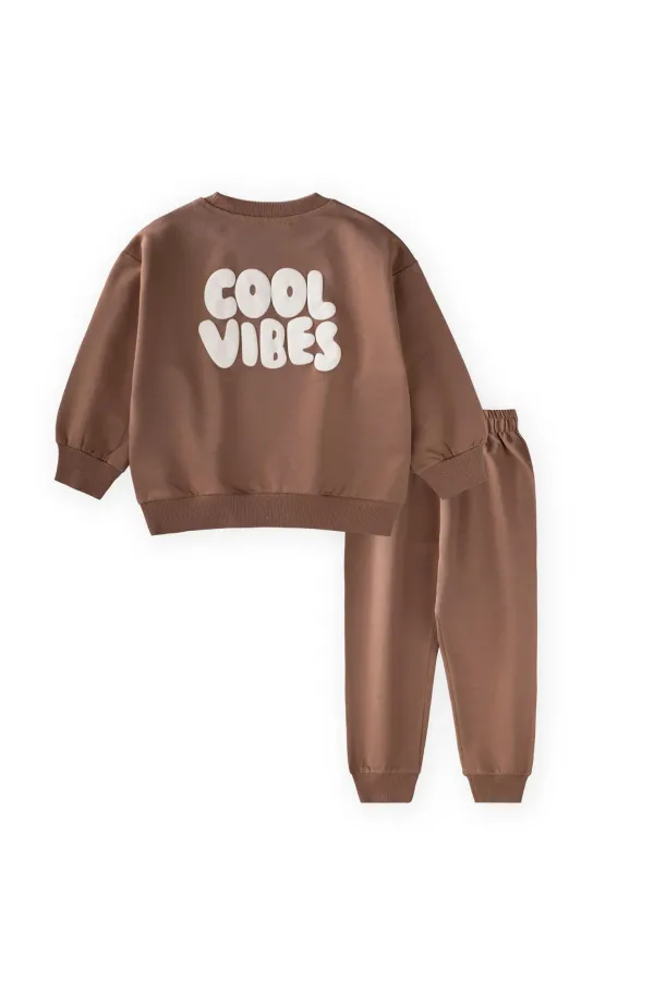 Ensemble imprimé Cool Vibes pour enfants de 2 à 7 ans, marron
