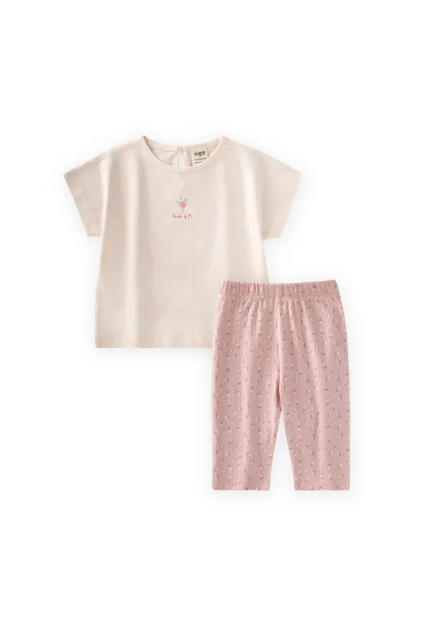 Knee-High Leggings and T-Shirt Set, Ages 1-7, Ecru
