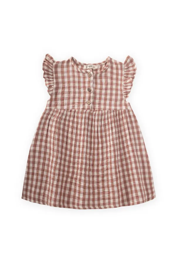 Robe à carreaux Peti marron, 1-8 ans