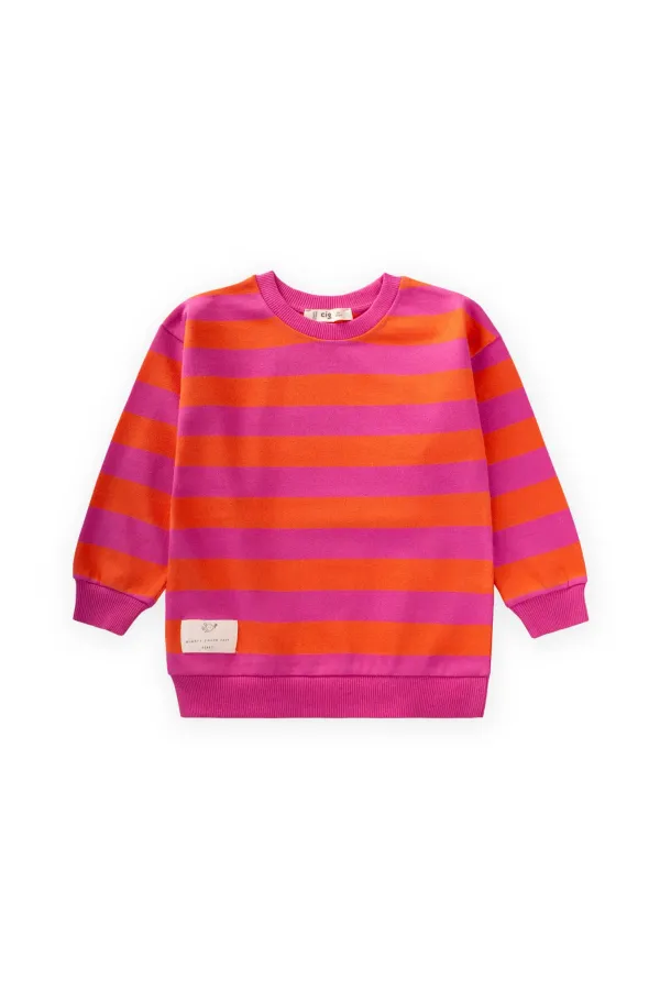 Striped Knitted Sweatshirt 2-12 Years Old Orange Fuchsia