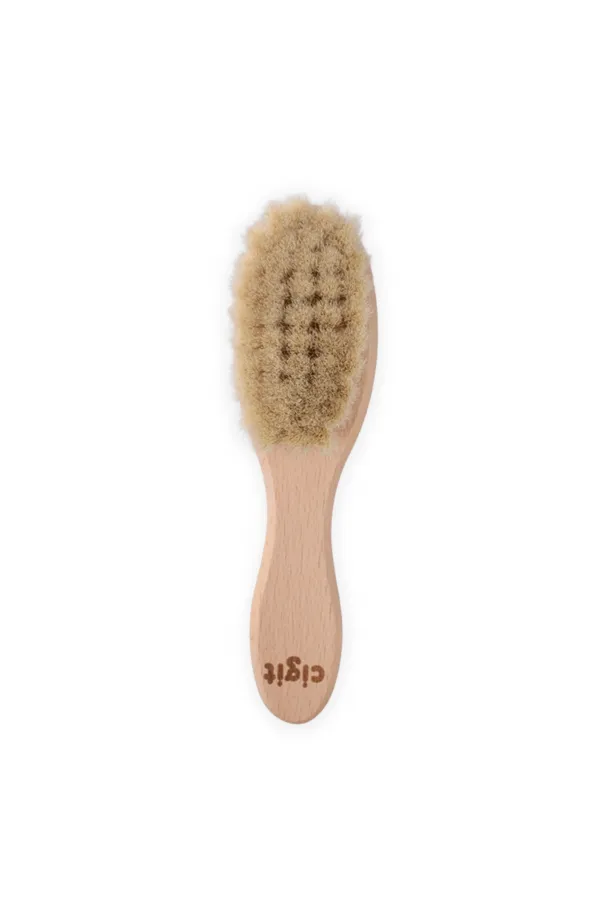 Pouch-style Natural Goat Hair Baby Brush Set