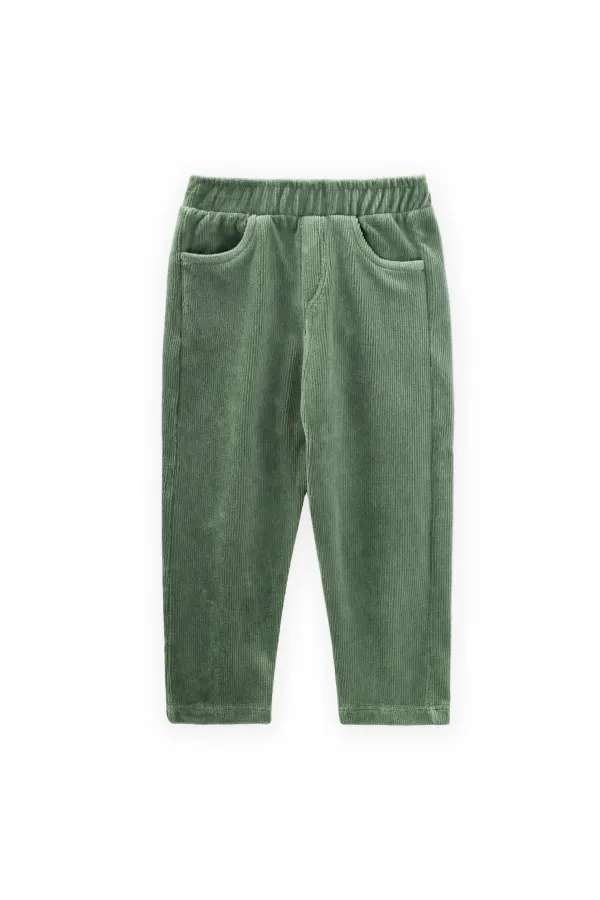 Fitilli Kadife Pantolon 1-8 Yaş Yeşil