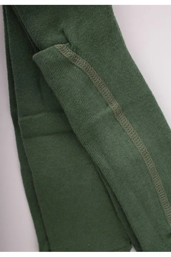 Çocuk Düz Külotlu Çorap 1-13 Yaş Haki Yeşili