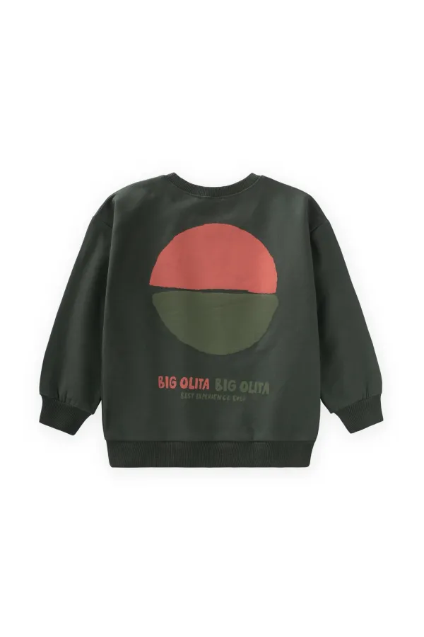 Bıg Olıta Baskılı Sweatshirt 2-10 Yaş Haki Yeşil