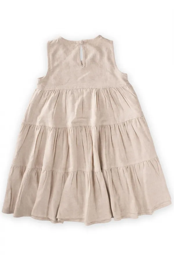 Robe plissée en lin naturel, 2-7 ans