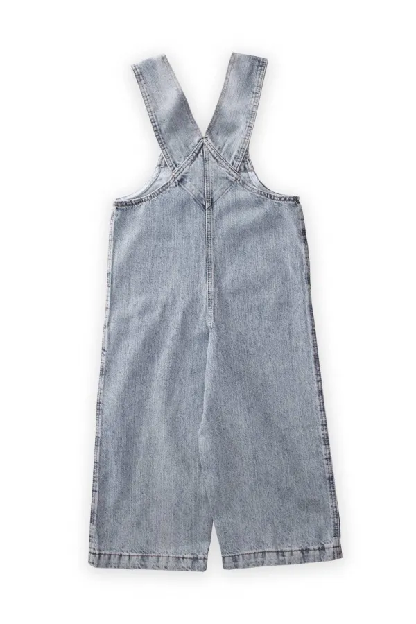 Bol Paça Kanguru Cepli Kot Salopet 2-7 Yaş Mavi